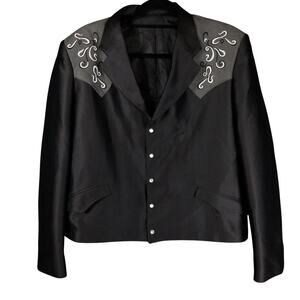 Vintage Circle S Mens Western Embroidered Cowboy Jacket Blazer Short Black 42R